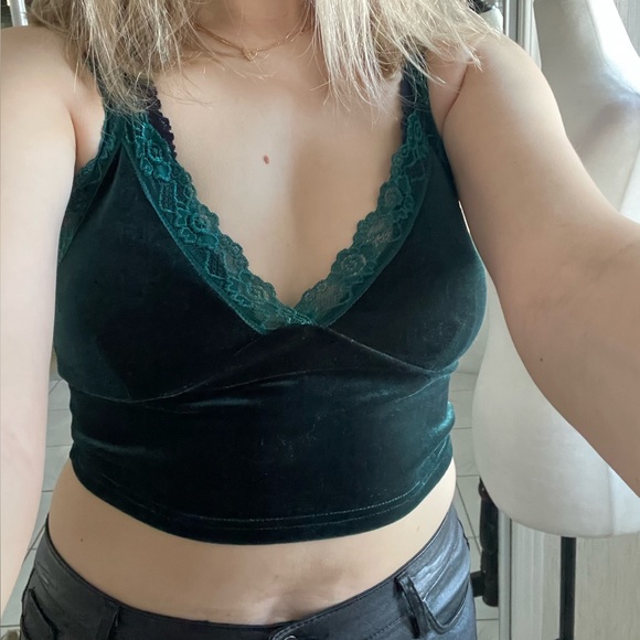 Forest Green Cropped Tank Top “Going Out” Shirt | Size S - Picture 3 of 4